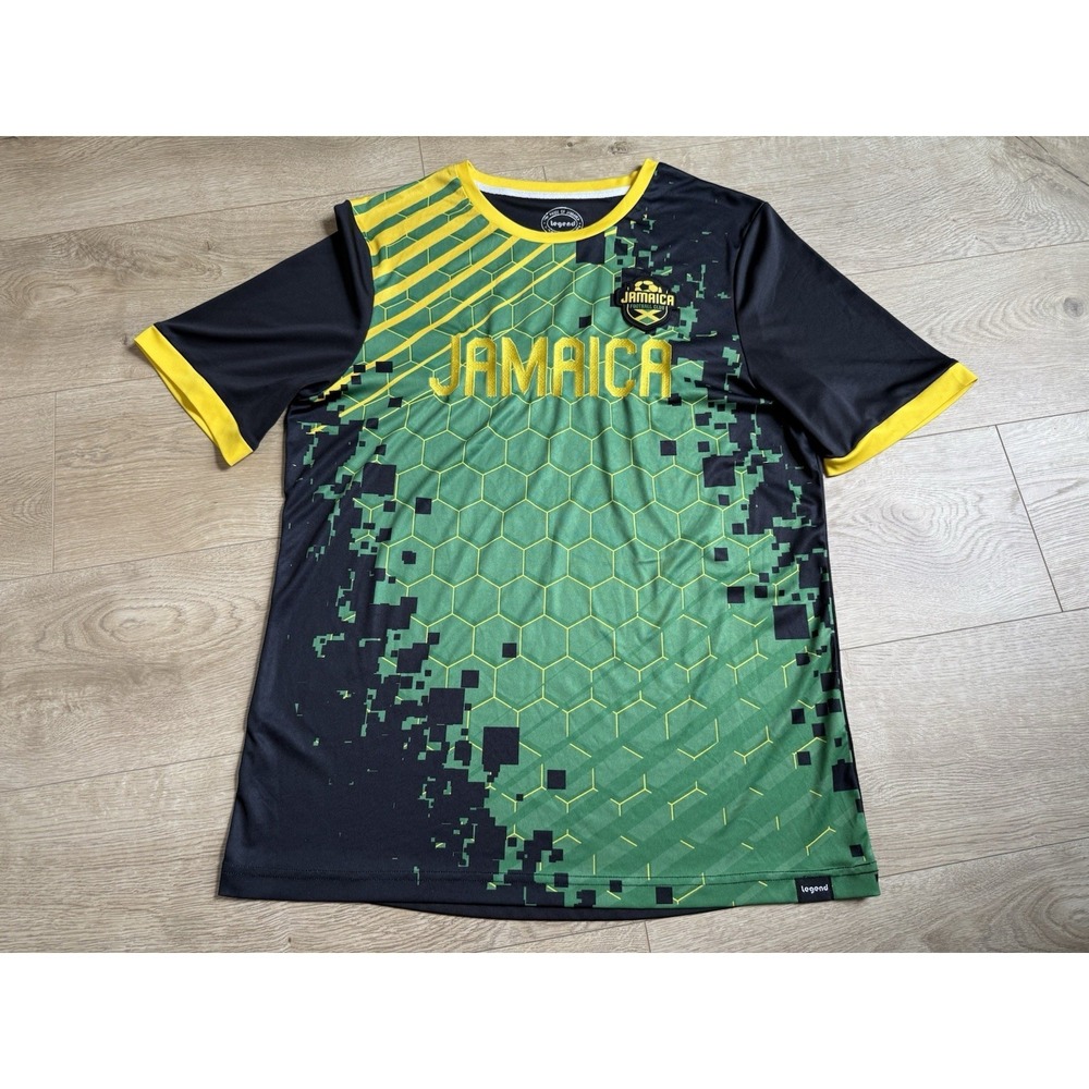 Mens legend JAMAICA Football Club Soccer warm‎ Up Jersey Shirt Size M